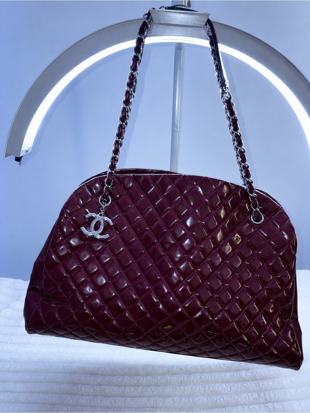Authentic CHANEL Mademoiselle Large Leather Bowling Tote Bag